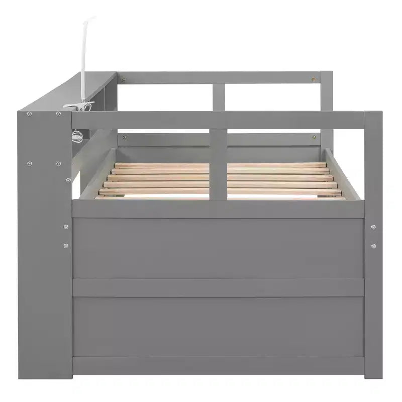 Whisen Twin XL Daybed in Legno con 2 Letti Estraibili, 3 Vani portaoggetti, 1 Luce Gratuita e USB per la Ricarica