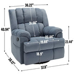 Poltrona reclinabile manuale oversize verde con girevole, dondolo e rivestimento in tessuto