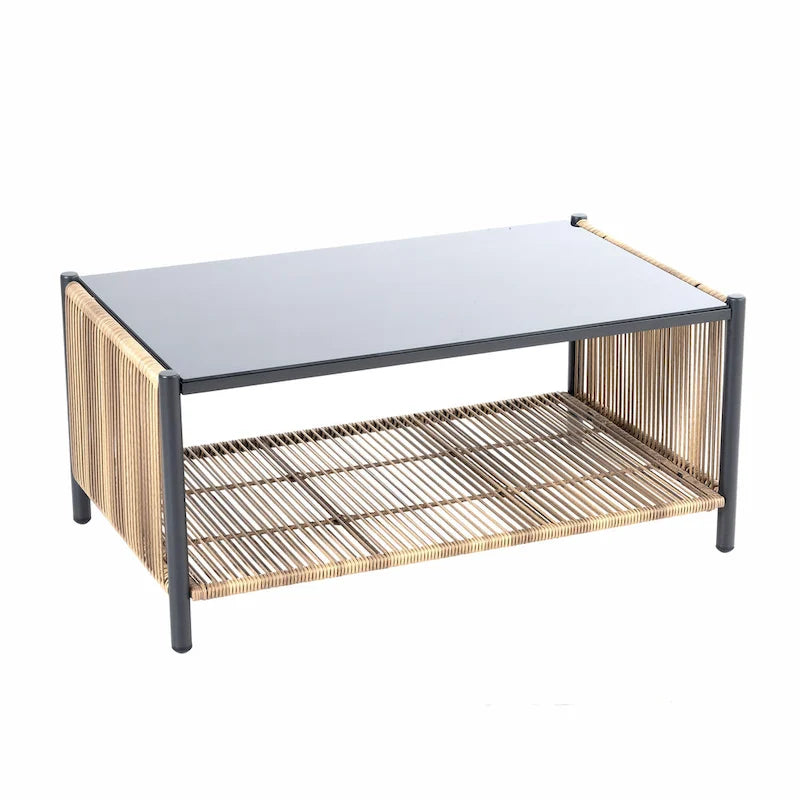 Nuovo Set Divano da Patio da 6 Pezzi in Vimini PE Marrone con Cuscini Grigi
