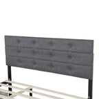 Letto a rotelle imbottito in tessuto di lino Queen Size con cassetti, grigio