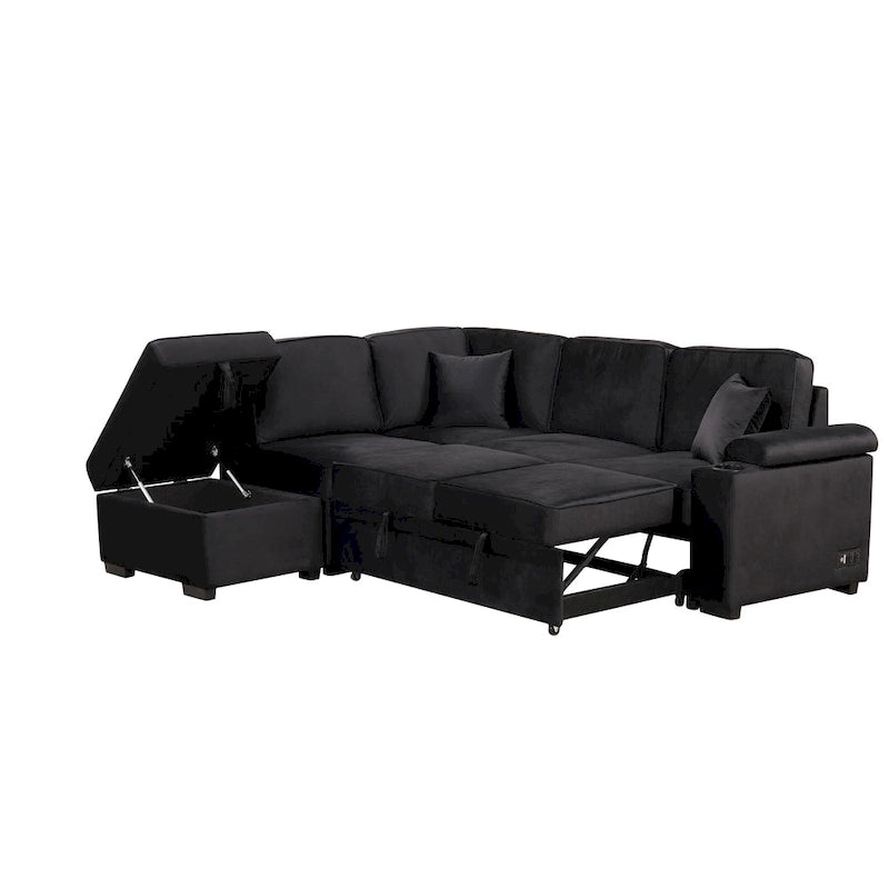 Divano letto 87.4, divano letto a scomparsa 2 in 1 a forma di L con pouf contenitore per soggiorno, camera da letto e piccoli appartamenti