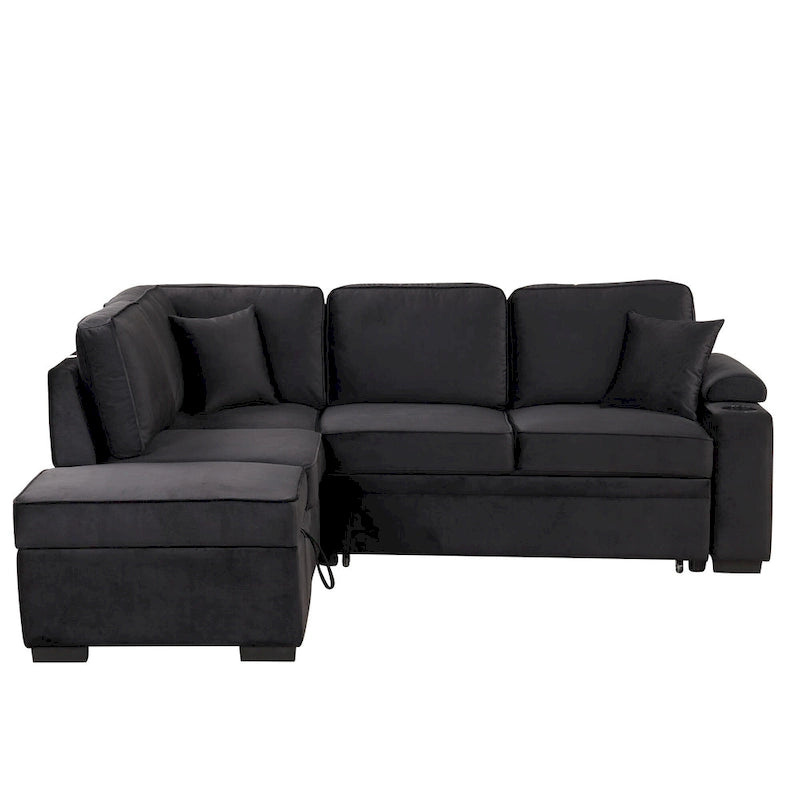 Divano letto 87.4, divano letto a scomparsa 2 in 1 a forma di L con pouf contenitore per soggiorno, camera da letto e piccoli appartamenti