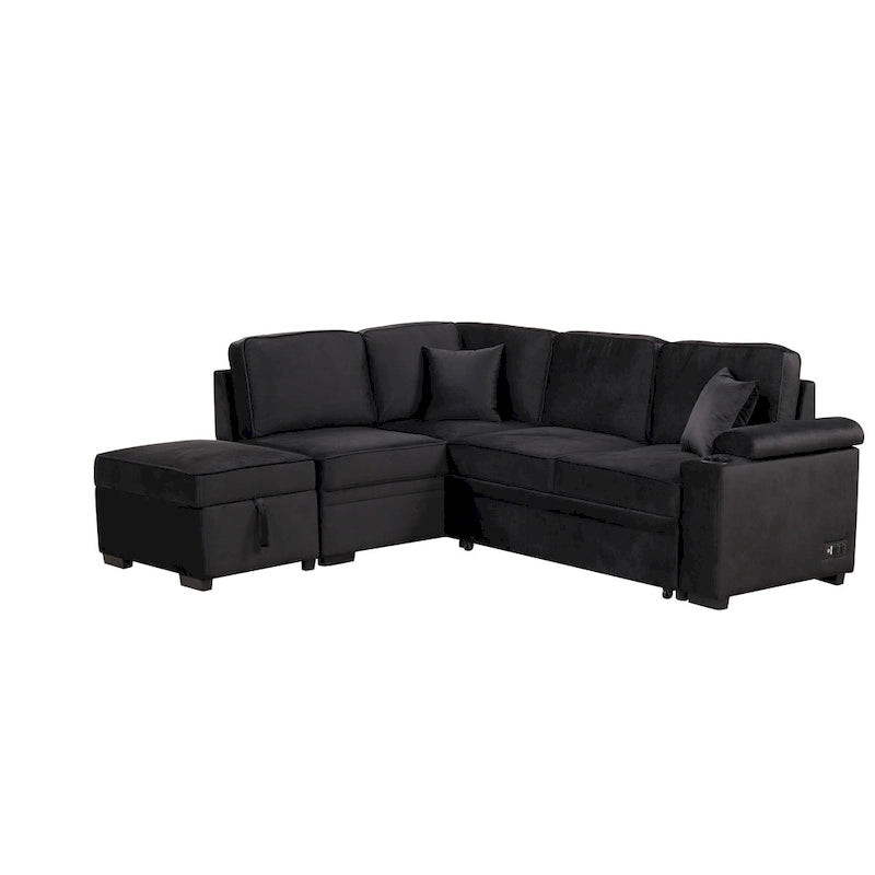 Divano letto 87.4, divano letto a scomparsa 2 in 1 a forma di L con pouf contenitore per soggiorno, camera da letto e piccoli appartamenti