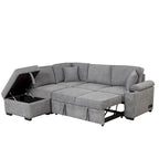 Divano letto 87.4, divano letto a scomparsa 2 in 1 a forma di L con pouf contenitore per soggiorno, camera da letto e piccoli appartamenti