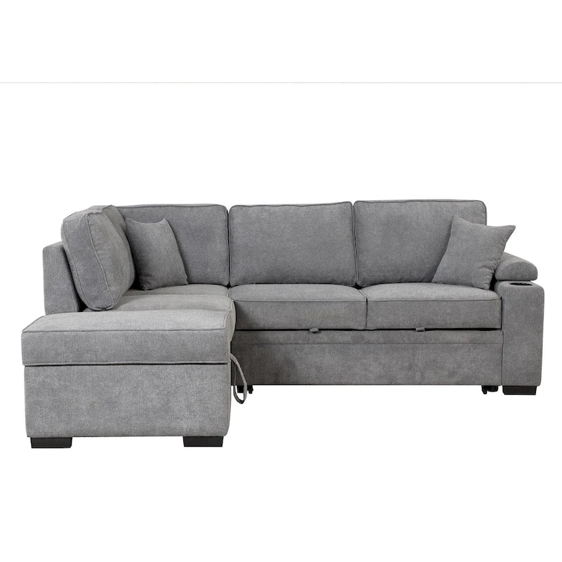 Divano letto 87.4, divano letto a scomparsa 2 in 1 a forma di L con pouf contenitore per soggiorno, camera da letto e piccoli appartamenti