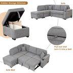 Divano letto 87.4, divano letto a scomparsa 2 in 1 a forma di L con pouf contenitore per soggiorno, camera da letto e piccoli appartamenti