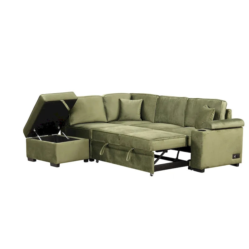Divano letto 87.4, divano letto a scomparsa 2 in 1 a forma di L con pouf contenitore per soggiorno, camera da letto e piccoli appartamenti