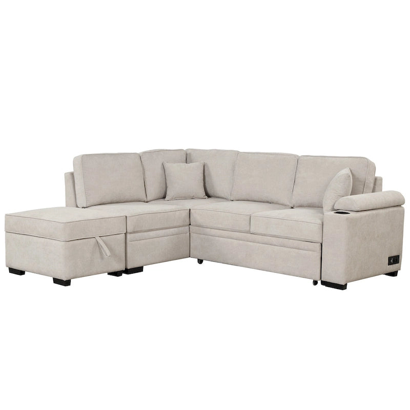 Divano letto 87.4, divano letto a scomparsa 2 in 1 a forma di L con pouf contenitore per soggiorno, camera da letto e piccoli appartamenti
