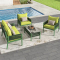 K&K 4-Piece Rope Patio Patio Conversation Set Deep Seating with Thick Cushion