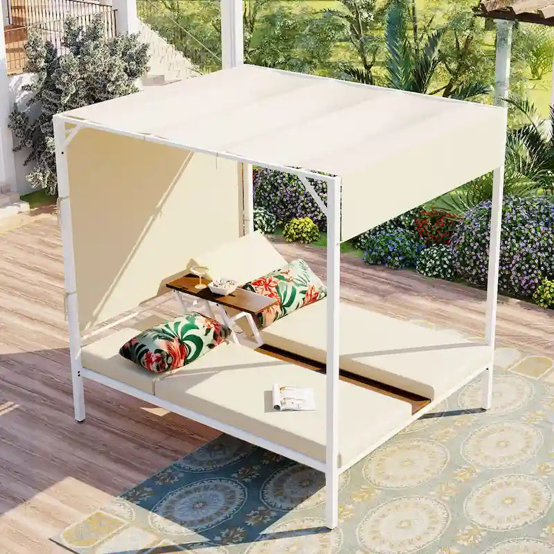 Lettino da Esterno/Divano Letto con Cuscini U_STYLE, Sedute Regolabili