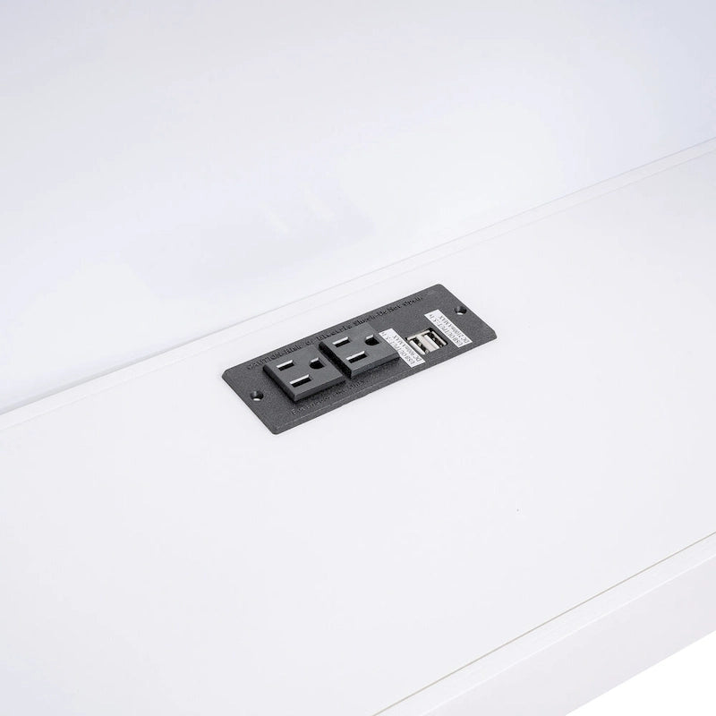 Divano Letto Singolo con Letto Estraibile, Armadietti e Porte USB, Bianco