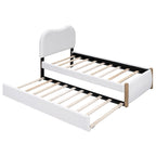 Letto a piattaforma imbottito singolo con piedini di supporto in legno e letto estraibile singolo, grigio