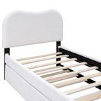 Letto a piattaforma imbottito singolo con piedini di supporto in legno e letto estraibile singolo, grigio