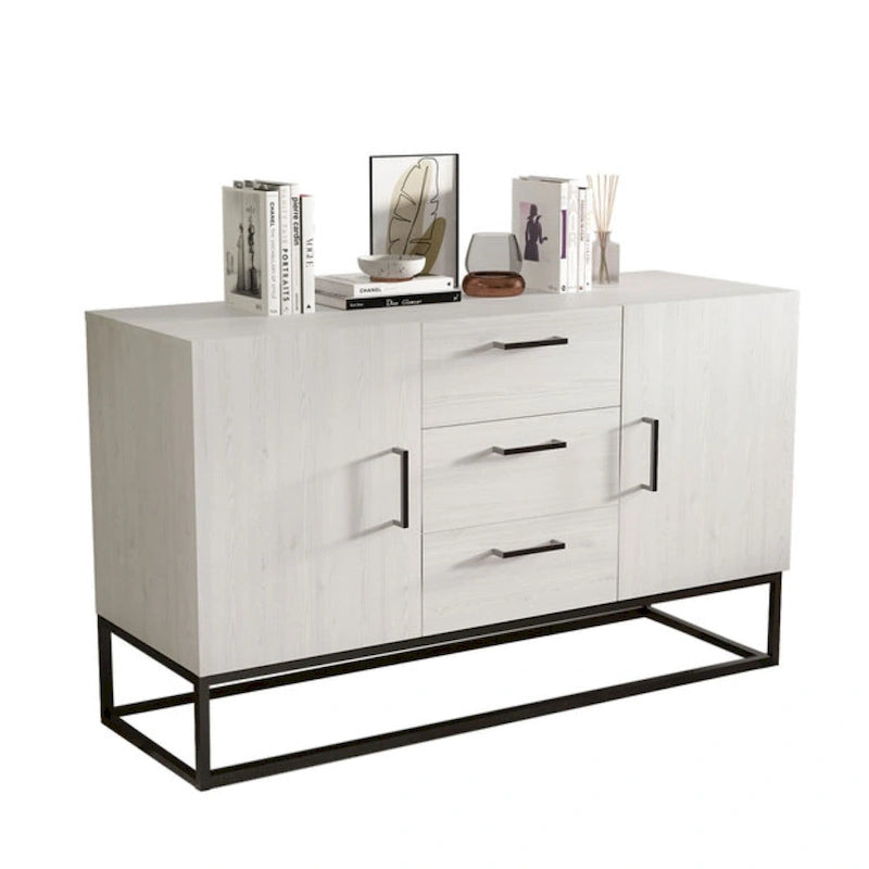 Bahut effet bois avec meuble de service à 3 tiroirs