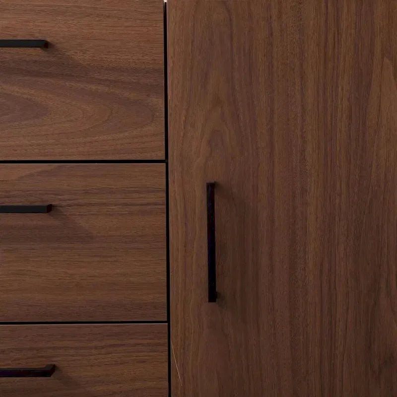 Credenza in legno sintetico con mobile server a 3 cassetti