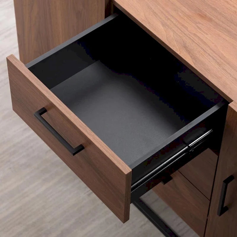 Credenza in legno sintetico con mobile server a 3 cassetti