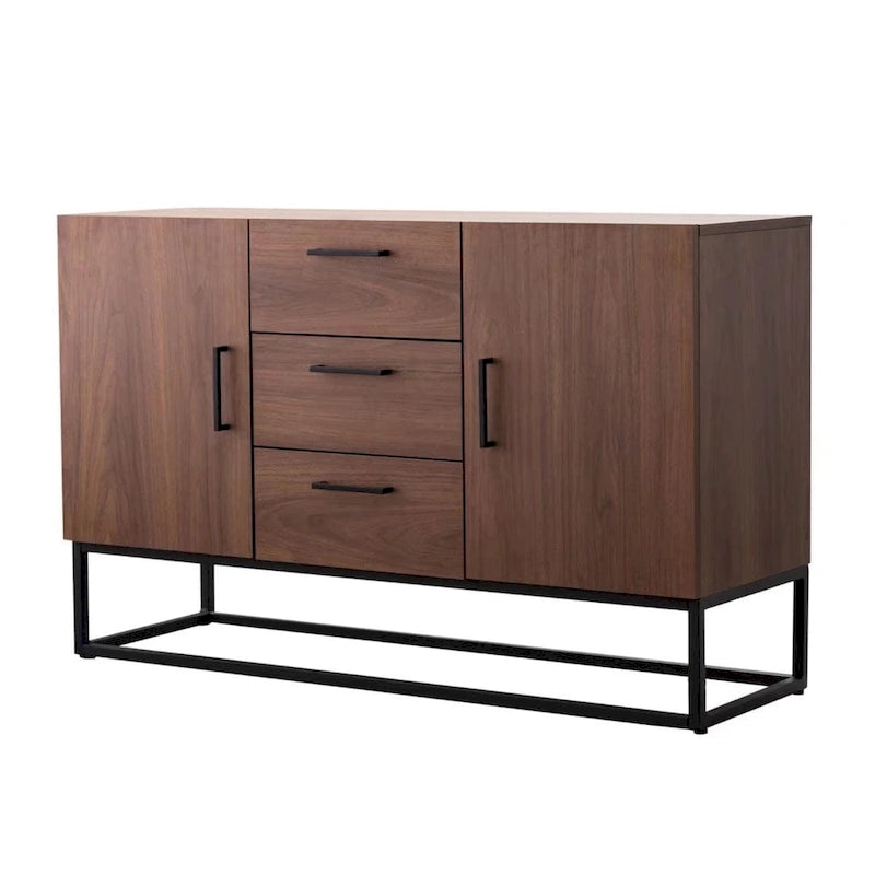 Credenza in legno sintetico con mobile server a 3 cassetti