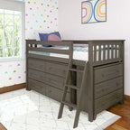 Max & Lily Letto a soppalco basso una piazza e mezza con cassettiere a 3 e 6 cassetti