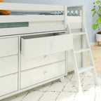 Max & Lily Letto a soppalco basso una piazza e mezza con cassettiere a 3 e 6 cassetti