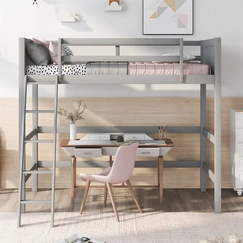 Letto a soppalco singolo Merax in legno massello con scaletta