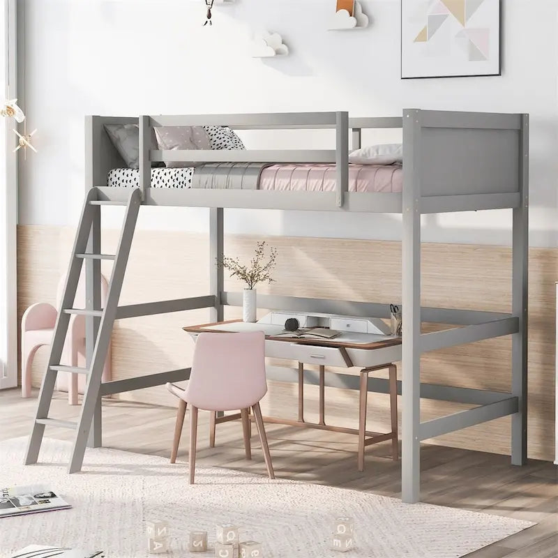 Letto a soppalco singolo Merax in legno massello con scaletta