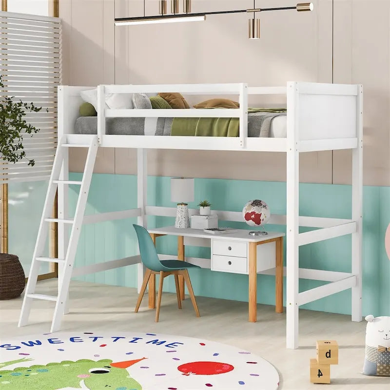 Letto a soppalco singolo Merax in legno massello con scaletta