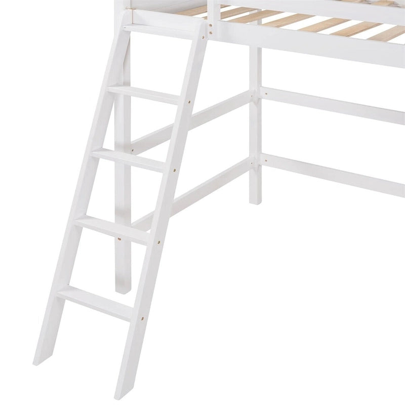 Letto a soppalco singolo Merax in legno massello con scaletta