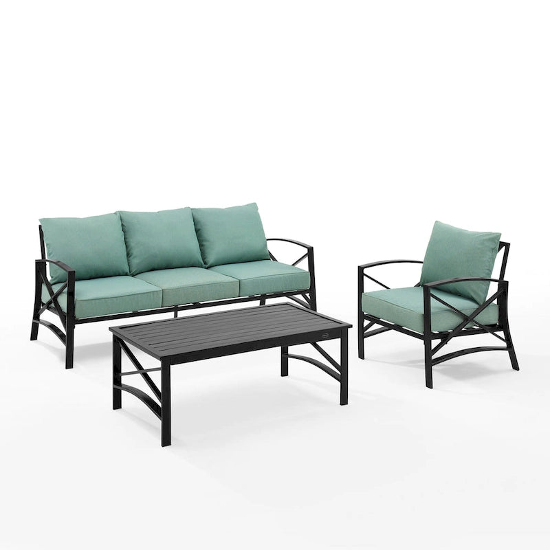 Set divano da esterni Crosley Kaplan 3 pezzi - 119 L x 68,5 P x 32 H