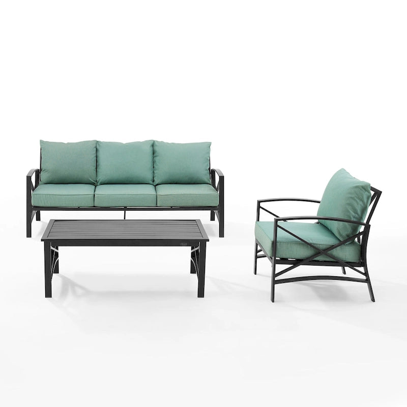 Set divano da esterni Crosley Kaplan 3 pezzi - 119 L x 68,5 P x 32 H