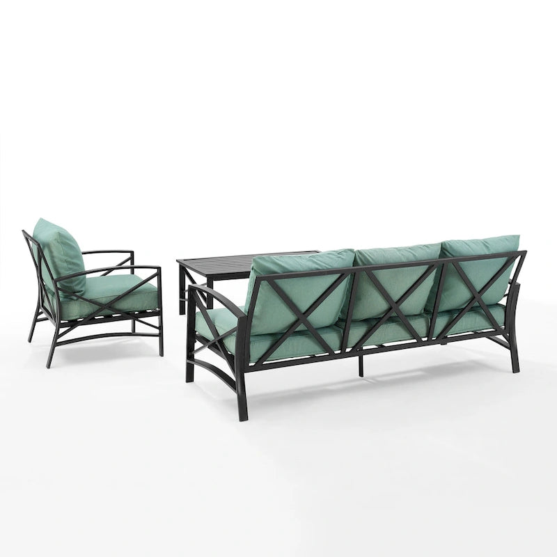 Set divano da esterni Crosley Kaplan 3 pezzi - 119 L x 68,5 P x 32 H