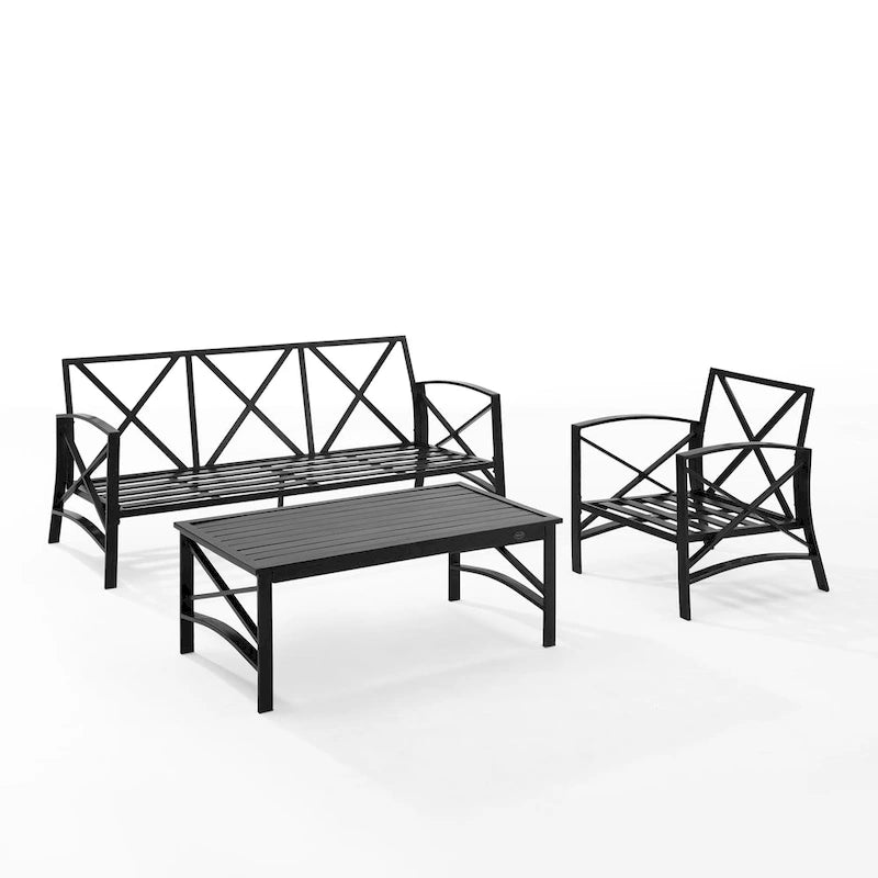 Set divano da esterni Crosley Kaplan 3 pezzi - 119 L x 68,5 P x 32 H