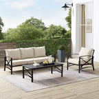 Set divano da esterni Crosley Kaplan 3 pezzi - 119 L x 68,5 P x 32 H