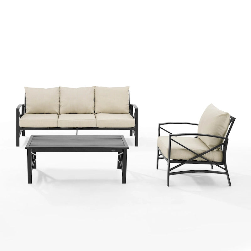 Set divano da esterni Crosley Kaplan 3 pezzi - 119 L x 68,5 P x 32 H