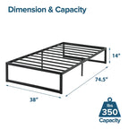 Piattaforma Letto Priage by ZINUS in Metallo Nero