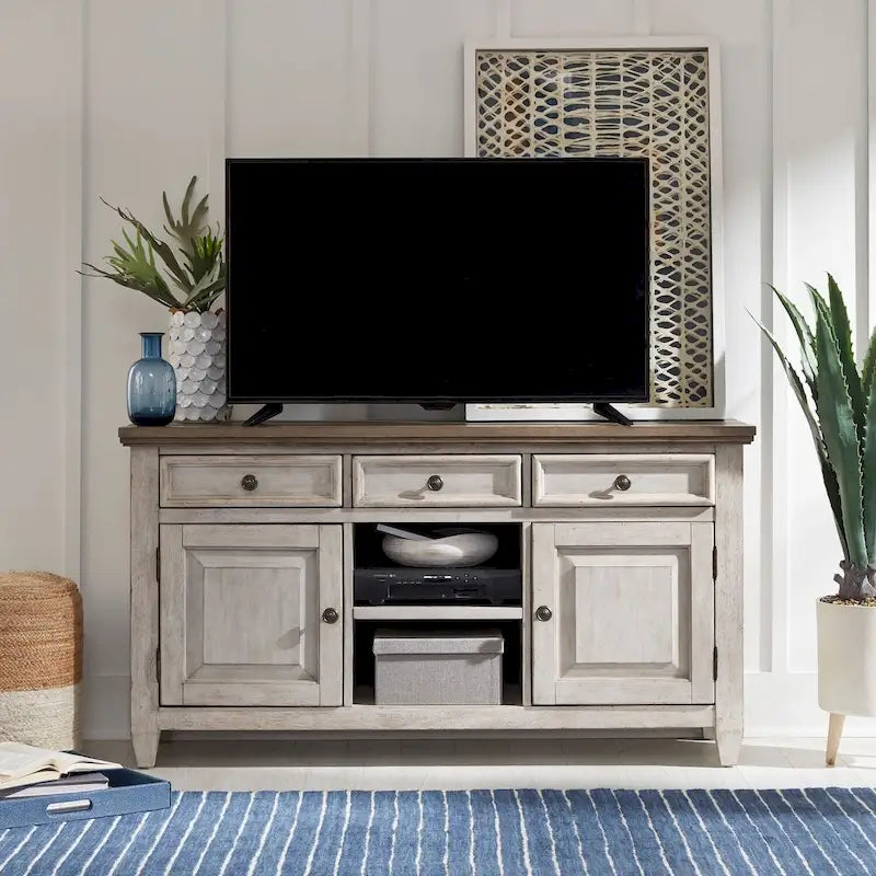 Mobile TV da 56 pollici Heartland Antique White Tobacco con finitura a piastrelle