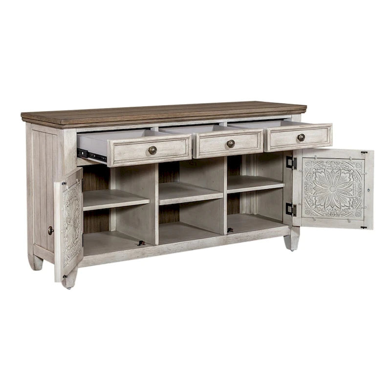 Mobile TV da 56 pollici Heartland Antique White Tobacco con finitura a piastrelle