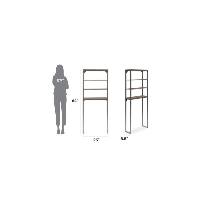 Mobiletto Barnside Gray sopra il WC con ripiani regolabili di Homestyles - N/A