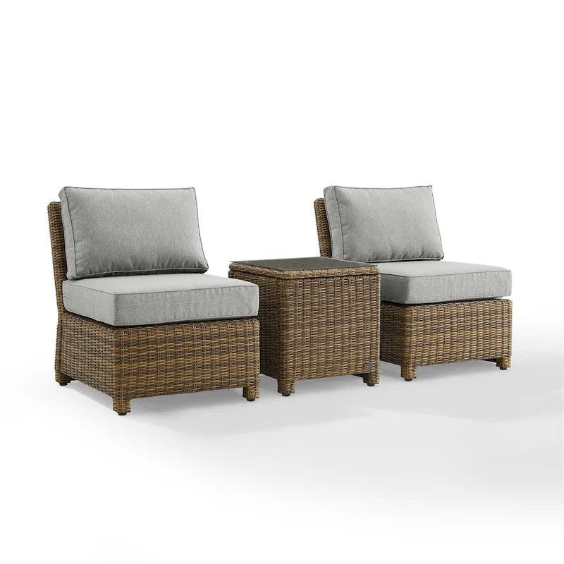 Set di 3 sedie da esterno in vimini Crosley Bradenton - Marrone anticato