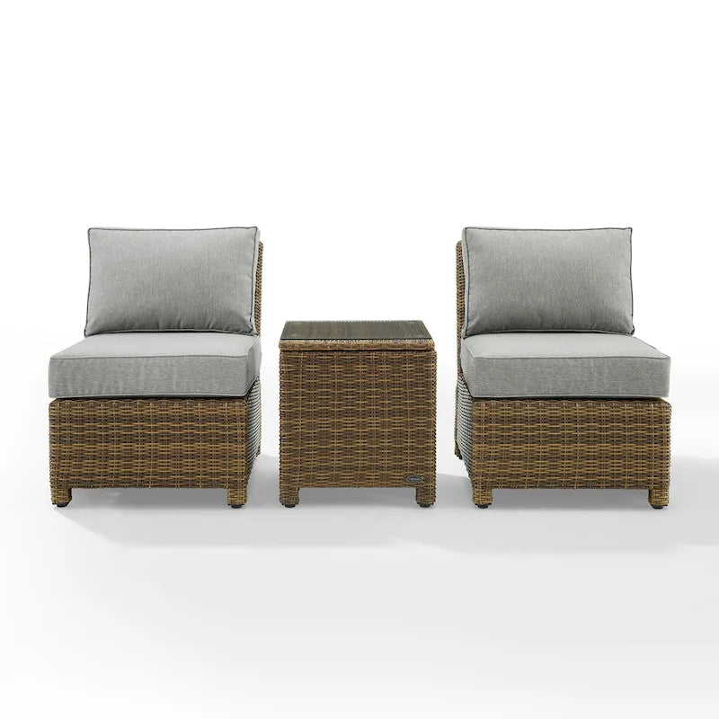 Set di 3 sedie da esterno in vimini Crosley Bradenton - Marrone anticato