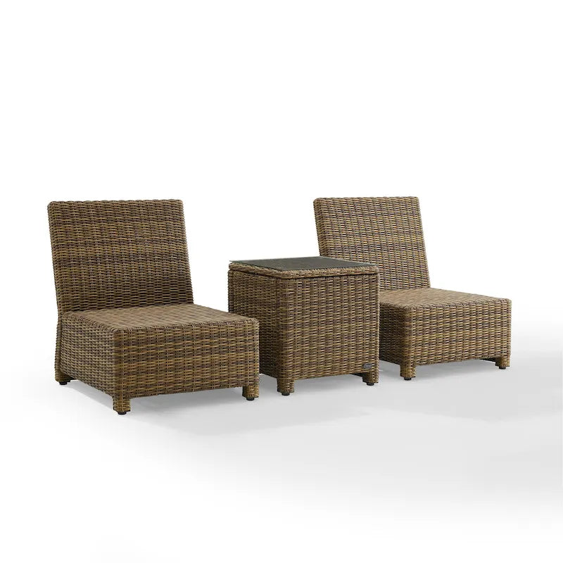Set di 3 sedie da esterno in vimini Crosley Bradenton - Marrone anticato