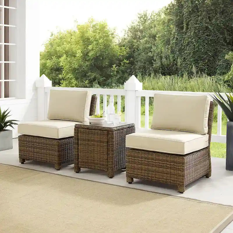 Set di 3 sedie da esterno in vimini Crosley Bradenton - Marrone anticato