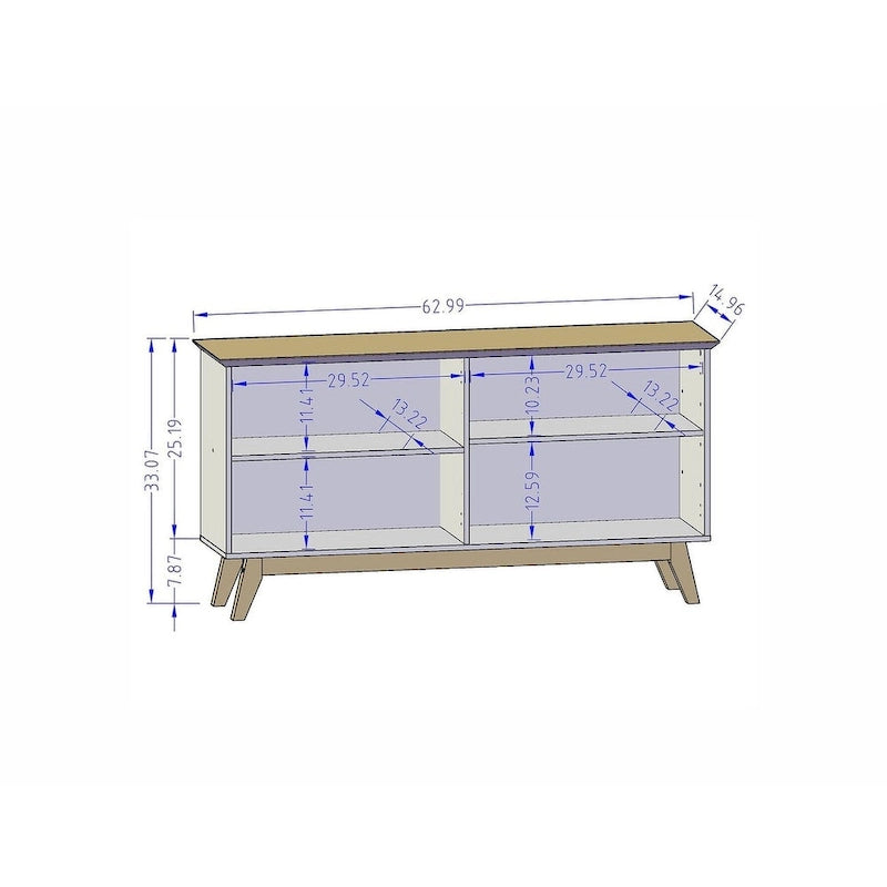 Credenza Yonkers 62.99 con gambe in legno massello e 2 ante in bianco sporco e cannella