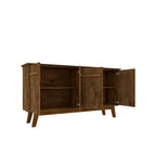 Credenza Yonkers 62.99 con gambe in legno massello e 2 ante in bianco sporco e cannella