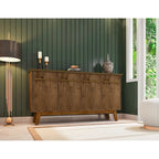 Credenza Yonkers 62.99 con gambe in legno massello e 2 ante in bianco sporco e cannella