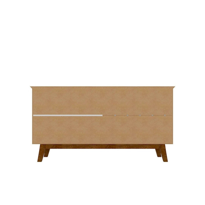 Credenza Yonkers 62.99 con gambe in legno massello e 2 ante in bianco sporco e cannella