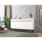 Credenza Yonkers 62.99 con gambe in legno massello e 2 ante in bianco sporco e cannella