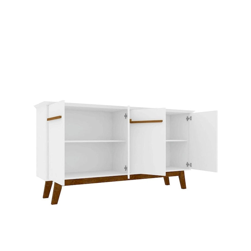 Credenza Yonkers 62.99 con gambe in legno massello e 2 ante in bianco sporco e cannella
