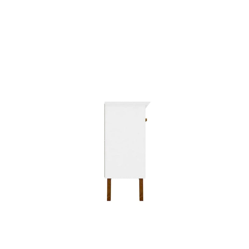 Credenza Yonkers 62.99 con gambe in legno massello e 2 ante in bianco sporco e cannella