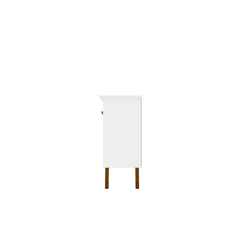 Credenza Yonkers 62.99 con gambe in legno massello e 2 ante in bianco sporco e cannella