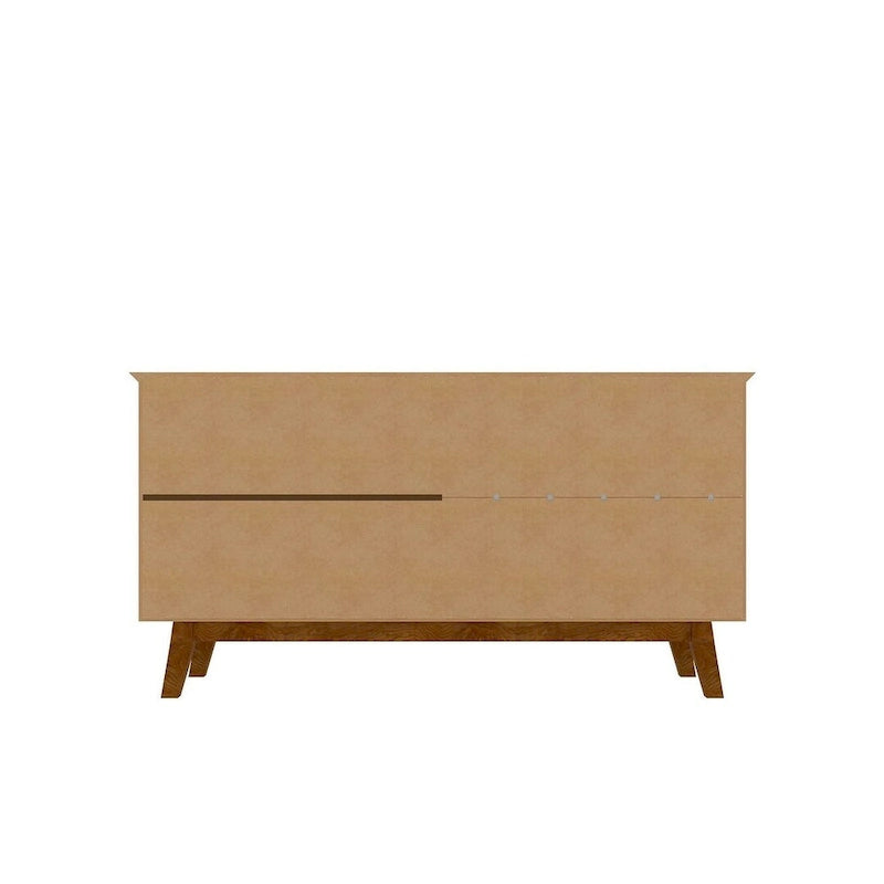 Credenza Yonkers 62.99 con gambe in legno massello e 2 ante in bianco sporco e cannella